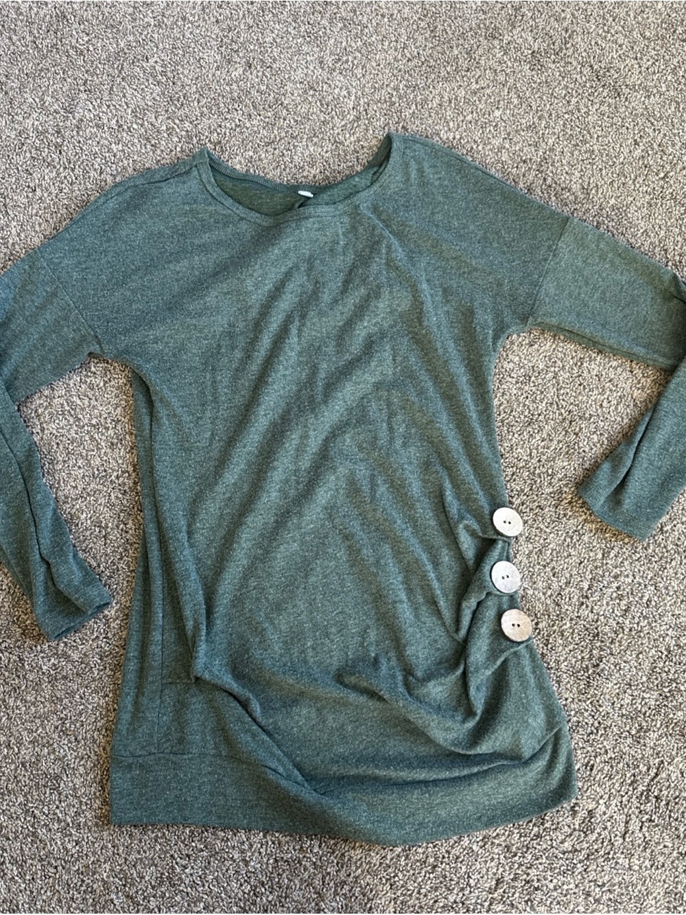 Women's XS Green Long Sleeve Button-Accent Tunic Top Yincro EUC